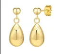 Elegant gold stainless steel drop earrings with spherical studs and teardrop pendants - Earrings