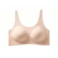 Detail eines nahtlosen BHs in Nude-Rosa mit gerippter Stützstruktur für Komfort - S / Beige