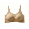 Nahtloser bügelloser BH in Beige mit gerippter Textur und U-Ausschnitt für Damen - 2XL / Dunkelbeige