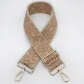 Bandoulière ethnique brodée beige et orange avec boucles dorées réglables - Taille 22