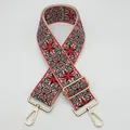 Bandoulière large blanche style ethnique avec broderies fleurs rouges et crochets - Taille 12