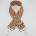 Bandoulière ethnique brodée avec fleurs orange et boucles en métal doré - Taille 24