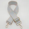 Bandoulière brodée ethnique bleue et beige avec attaches métalliques dorées - No. 25