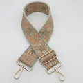 Bandoulière brodée style ethnique vert et orange avec ferrures métalliques dorées - Style 27