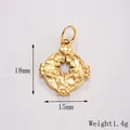 Detail of 18mm hammered gold star pendant with engraved size and 1.4g weight measurements - Hammered Hollow Cross Star Round Style (DZ-149) / Gold