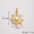 Polished stainless steel sun pendant for jewelry making, dimensions 20.5mm by 18mm - Gold