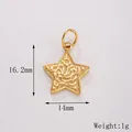 Detailed view of star pendant showing dimensions 16.2mm by 14mm and weight of 1g - Gold