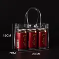 Transparent PVC gift tote bag with double handles and snap button closure 20x15x7cm - 20x7x15cm