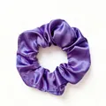 Elegant purple satin scrunchie with a soft silk sheen and smooth pleated texture - Purple (08)