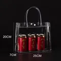 Transparent PVC gift bag with snap closure and round handles, 25x20x7cm size - 25x7x20cm