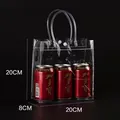 Transparent PVC gift tote bag with handle and snap closure, size 20x20x8cm - 20x8x20cm