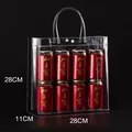 Transparent PVC gift bag with handles and silver button, size 28x28x11cm - 28x11x28cm