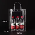 Transparent PVC gift tote bag with snap button and soft handles, size 34x24x12cm - 24x12x34cm