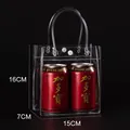 Small clear PVC gift bag with handles and snap closure, measuring 16x15x7cm in size - 15x7x16cm