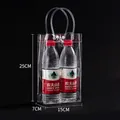 Vertical transparent PVC gift bag with round handles, 25x15x7cm size detail - 15x7x25cm