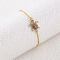 Bracciale tartaruga marina colorata con zirconi e finitura placcata in oro - Oro