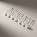 Elegant set of 7 white flower U-shaped hairpins for banquet bun hairstyles - Micro-Carved Simulated Flower Hairpin / Silver