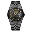Men's business watch in black stainless steel with honeycomb dial and gold accents - Full Black Gold Dial