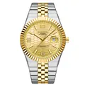 Men's business quartz watch with honeycomb gold dial and two-tone steel bracelet - Two-Tone Gold Dial