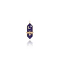 18K gold-plated hexagonal pendant with blue enamel, bee relief and zircon moon detail - Dark Blue