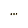 18K gold plated connector with three black oval gemstones and beaded edge design - Black Stone