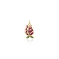 Pendente a tulipano placcato oro 18K con zirconi viola e foglie verdi su sfondo bianco - Oro
