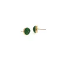 18K gold-plated stud earrings featuring round green resin with marble patterns - Green