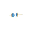 Runde Ohrstecker mit blauem Marmormuster und 18K vergoldeter, geflochtener Fassung - Blau und Weiß