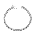 Bracciale tennis da 4mm in argento sterling S925 con zirconi tondi e chiusura di sicurezza - Argento 925 / Oro Bianco 17cm / 17cm