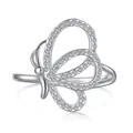 Elegant S925 silver butterfly ring with sparkling zircon stones on a white background - US 6 / Silver