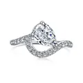 Anillo de plata S925 con un diamante de carbono de 2CT en forma de pera y gota - US 8 / Blanco