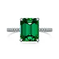 Anello di lusso in argento 925 con zircone verde taglio smeraldo 8x10mm e pavé di diamanti - n.5 / Stile Rettangolare Taglio Smeraldo (DY120688) / Argento