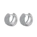 Elegant 925 sterling silver U-shaped hoop earrings with micro-paved sparkling zircon stones - 925 Silver / White Gold Color