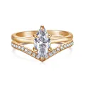 Elegant S925 sterling silver ring set with marquise cut carbon diamond in rose gold finish - US 7 / Double Layer Marquise / Rose Gold