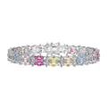 Bracciale in argento sterling S925 con zirconi cubici rettangolari multicolore - Argento 925 / Argento (DY150208-S-W-NO#17)