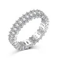 S925 sterling silver eternity ring with rectangular and round zirconia on white background - Multi-Layer Baguette Eternity Style (DY120743-S-W-WH)