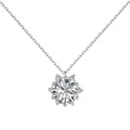 Funkelnde S925 Sterling Silber Sonnenblumen Halskette mit brillantem runden Mittelstein - Halskette (DY190600) / 925er Silber