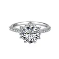 Funkelnder S925 Sterlingsilber Ring mit Sonnenblumen-Halo und brillantem Stein - Ring (DY120821 Größe 7) / 925er Silber