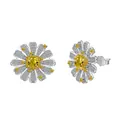 S925 sterling silver daisy stud earrings with yellow gemstones and white diamonds - Daisy Shape Stud Earrings (DY110192)