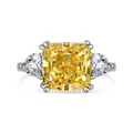 Luxurious S925 sterling silver ring with square yellow zircon and side stones - Yellow Style (DY120169-S-W-HB)