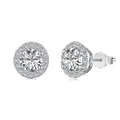 Boucles d'oreilles halo en argent S925 avec zircons ronds brillants et design élégant - Boucles d'oreilles (DY1D0286)