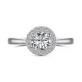 Bague classique en argent S925 avec oxyde de zirconium rond et halo de pierres brillantes - 5# / Bague (DY120819)