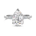 Anello in argento S925 con diamante a goccia e cristalli pavé per donna elegante - US 7 / Argento-Bianco