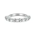 S925 sterling silver band ring featuring seven baguette-cut cubic zirconia in silver - Size 7 / Baguette-cut Row Style (DY120828) / White Gold