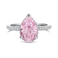 Anello scintillante in argento 925 con zircone rosa taglio a goccia e fiori di ghiaccio - US 5 / Argento-Rosa