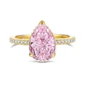 Anello in argento S925 con pietra rosa taglio a pera e finitura placcata oro - US 5 / Oro-Rosa
