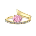 Elegant gold S925 silver ring with radiant pink oval cubic zirconia and micro-pavé gems - Size 5 / Pink Oval Style (DY120844) / Gold