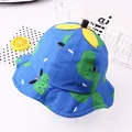Cappello da pescatore blu per bambini con cactus e decorazione a foglia gialla - Stile Cactus Blu Foglia 3D / Cactus Blu