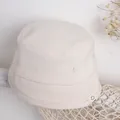 Sombrero de pescador infantil minimalista en lona blanco crema con etiqueta smiley - Talla única / Blanco