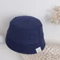 Sombrero de pescador infantil en lona azul marino con etiqueta tejida de cara sonriente - Talla única / Azul marino